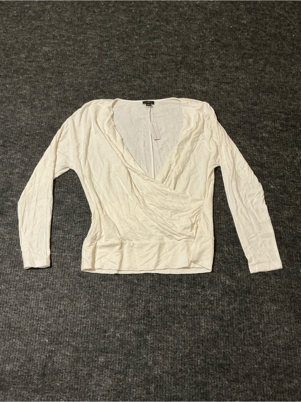 Ann Taylor Factory Cream Wrap-Style Long Sleeve Top